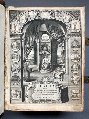 Luther Bible; Nicolaas Haas/Samuel Schoonwald 1725. Old & New Testament en Leather / Paper / Brass Locks, Amsterdam Netherlands  18 th century