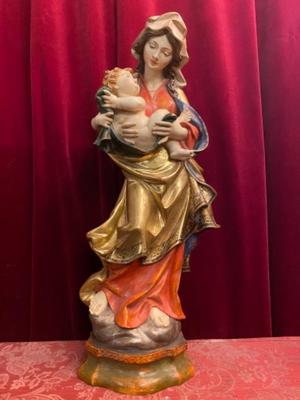 Madonna en hand-carved wood polychrome, Southern Germany 20th Century