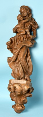 Madonna & Child  en Carved Wood , Southern Germany 20th century