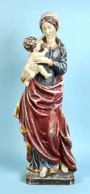 Madonna & Child en Carved Wood, Southern Germany 20th century