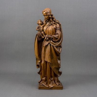 Madonna & Child Leo Jungblut (1893-1974)  en Fully Hand - Carved Wood Oak, 20 th century ( Anno 1920 )