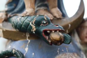 Madonna Statue en wood polychrome, France 18 th century