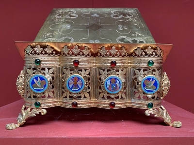 Missal Stand Adjusable en Brass / Bronze / Enamel / Stones, France 19th century ( anno 1875 )