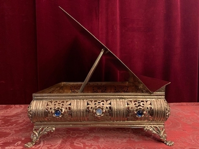 Missal Stand Adjustable en Brass / Polished / New Varnished / Stones / Enamel, France 19th century ( anno 1875 )