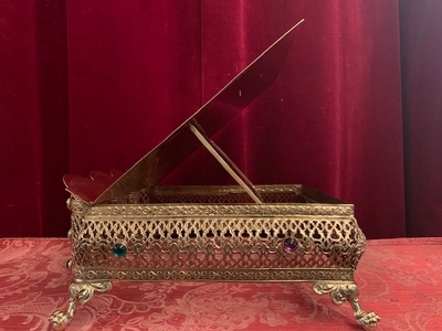 Missal Stand Adjustable en Brass / Bronze / Polished and Varnished / Stones, France 19th century