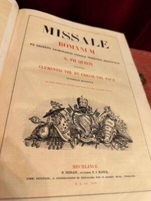 Missale Romanum Anno 1858 en Brass Locks, Mechliniae - Belgium 19 th century ( Anno 1858 )