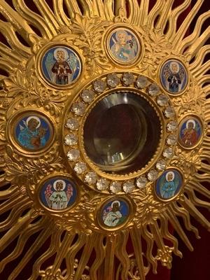 Monstrance en Brass / Gilt / Enamel / Stones, France 19th century