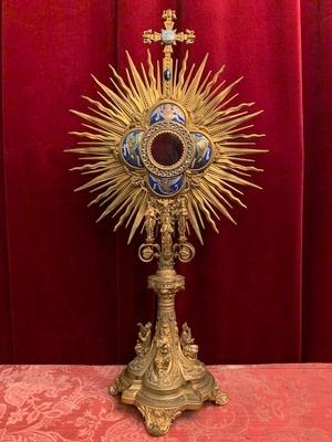 Monstrance en Brass / Bronze / Gilt / Enemell / Stones , France 19th century ( anno 1890 )