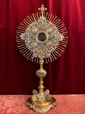 Monstrance en Brass / Bronze / Glass / Stones, France 19 th century