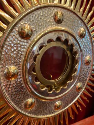 Monstrance With Original  Lunula en Glass / Brass / Bronze / Polished and Varnished, Belgium  19 th century