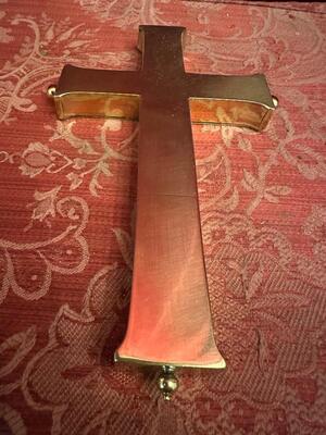 Multi Cross - Reliquary Ex Ossibus Relics en Brass / Bronze / Polished and Varnished / Fabrics, Southern Germany 19 th century