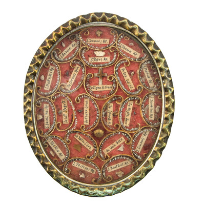 Multi Reliquary  en Brass / Glass / Wax Seal, Italy  19 th century