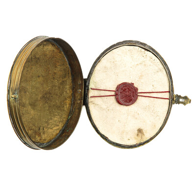 Multi Reliquary  en Brass / Glass / Wax Seal, Italy  19 th century