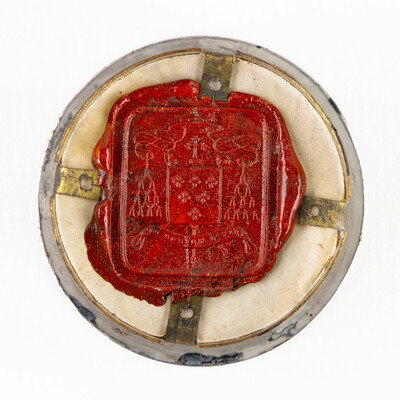 Multi Reliquary Ex Ossibus Relics : St. Paschalis Baylon, St. Dominic Confessoris, St. Augustine, Confessor, St. John Joseph Of The Cross. With Original Document    en Brass / Glass / Wax Seal, Gent - Belgium  19 th century ( Anno 1869 )