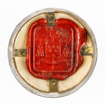 Multi Reliquary Ex Ossibus Relics : St. Paul Apostle. St. Peter Apostle With Original Document en Brass / Glass / Wax Seal, Gent - Belgium  19 th century ( Anno 1869 )