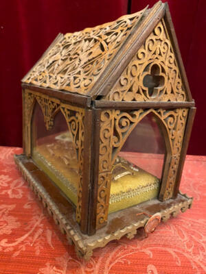 Multi Reliquary - Relics Ex Ossibus  en Wood / Glass / Originally Sealed, France 19 th century