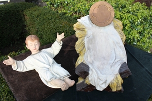 Nativity - Child en plaster, Belgium 19th century