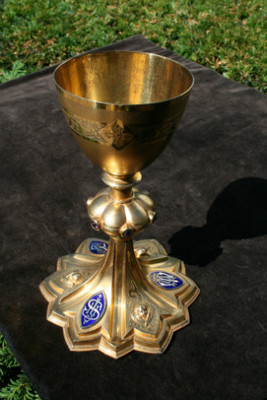 Chalice style Neo Classicistic en Full - Silver / Enamel / Gilt, Spain 19 th century ( Anno 1893 )