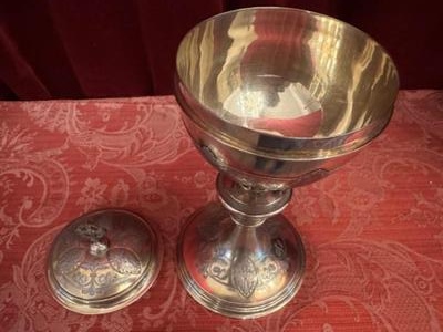 Ciborium style Neo Classicistic en Full - Silver / Enamel / Silver Marks Present, France 19 th century ( Anno 1865 )