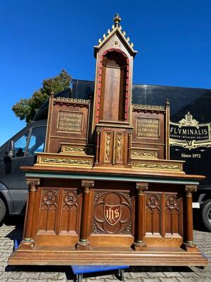 High Quality Pair Of Neoclassical Roman-Gothic-Style Side-Altars. Including The Original Altar-Stones. style Neo Classicistic - Gothic - Style en Oak wood, Belgium  19 th century