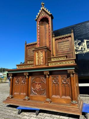 High Quality Pair Of Neoclassical Roman-Gothic-Style Side-Altars. Including The Original Altar-Stones. style Neo Classicistic - Gothic - Style en Oak wood, Belgium  19 th century