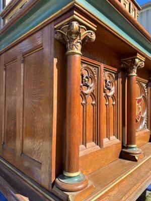 High Quality Pair Of Neoclassical Roman-Gothic-Style Side-Altars. Including The Original Altar-Stones. style Neo Classicistic - Gothic - Style en Oak wood, Belgium  19 th century