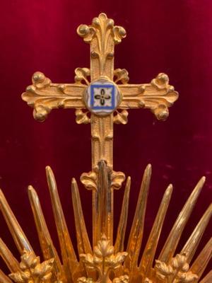 Monstrance style Neo Classicistic en Brass / Bronze / Gilt / Enamel, Paris France 19 th century ( Anno 1885 )