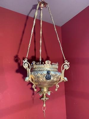 Sanctuary Lamp style NEO-CLASSICISTIC  en Full - Bronze / Gilt / Stones, France 19 th century