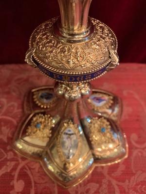 1 NEO-CLASSISISTIC Chalice With Original Case Paten And Spoon All Silver.