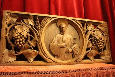 Relief St Aloysius style Neo Classisistic en hand-carved wood Oak, Belgium 19th century ( anno 1855 )