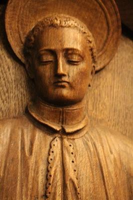 Relief St Aloysius style Neo Classisistic en hand-carved wood Oak, Belgium 19th century ( anno 1855 )