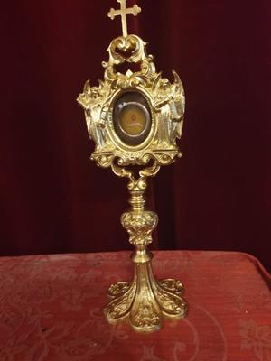 Religuary - Relic Ex Ossibus St. Anthony With Original Document  style NEO-CLASSISISTIC en Bronze Gilt / Glass / Wax Seal, Italy 19 th century ( Anno 1866 )