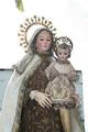 Our Lady Of Carmel / Stake-Madonna  en ORIGINAL HAND-EMBROIDERED DRESS-BROCADE, Spain 19th century