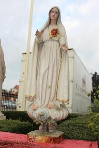 Our Lady Of Fatima Statue  en wood polychrome / Glass Eyes, Portugal 20 th century