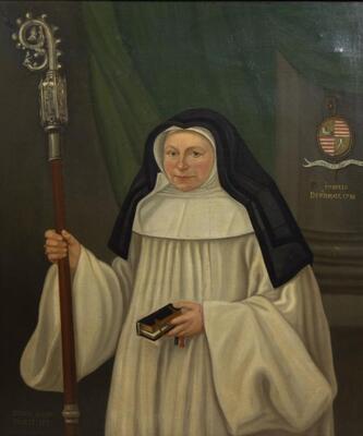 Painting Oil On Canvas 18 Th Century. Portrait Of An Abbess Isabelle Derideau 1781 en Oil on Canvas, 19 th century