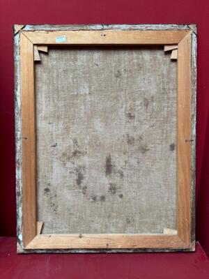 Painting St. Agnes en Oil on Canvas / Wooden Frame, Germany 18 th century