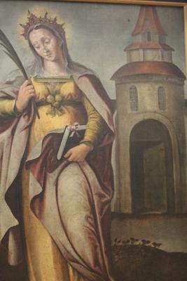 Painting St. Barbara en Painten on linen, Flemish 18 th century