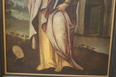 Painting St. Barbara en Painten on linen, Flemish 18 th century