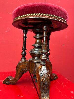 Piano Stool en Wood / Fabrics Velvet, 19 th century