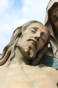 Pieta.  en plaster polychrome, Belgium 19th century