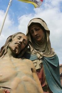 Pieta.  en plaster polychrome, Belgium 19th century