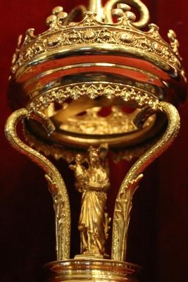 Procession Candle Holder en Brass / Bronze / Polished and Varnished, France 19th century