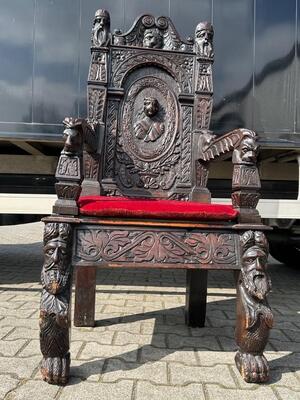 Rare Unique Seat  en Wood, 19 th century