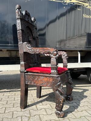 Rare Unique Seat  en Wood, 19 th century
