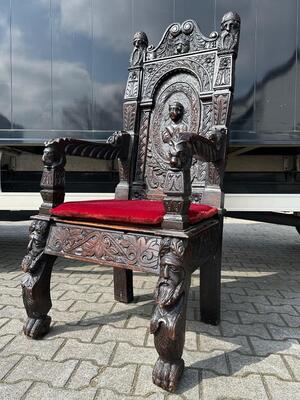 Rare Unique Seat  en Wood, 19 th century