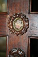 Relic Cross With First Class Relics Original Documents  en Wood Oak, Belgium 19 th century