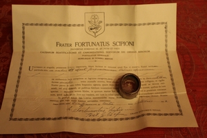 Relic Ex Ossibus Martyr Of Gorcum With Document Dutch 19th century (anno 1850)