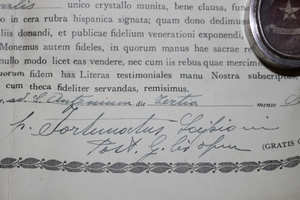 Relic Ex Ossibus Martyr Of Gorcum With Document Dutch 19th century (anno 1850)