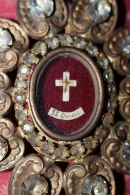 Relic Of The True Cross. en Brass / Gilt / Stones, France 19th century