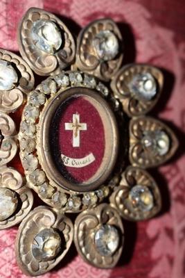 Relic Of The True Cross. en Brass / Gilt / Stones, France 19th century